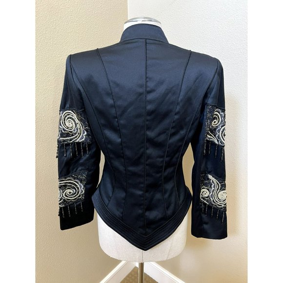 Vintage Meryl Jeran Couture Women's Jacket Beaded Fringe Embellished Size Small - Picture 3 of 6